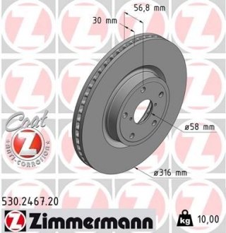 Диск гальмівний Coat Z ZIMMERMANN 530246720