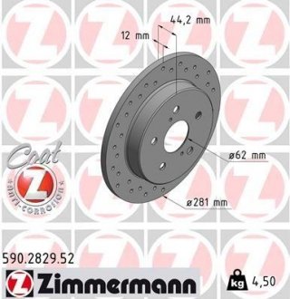 Диск гальмівний ZIMMERMANN 590.2829.52