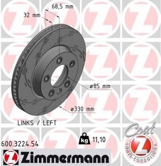 Диск тормозной BLACK Z левый ZIMMERMANN 600322454