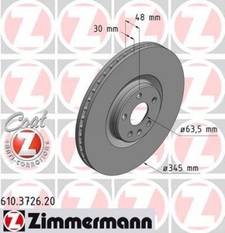 Диск тормозной ZIMMERMANN 610.3726.20